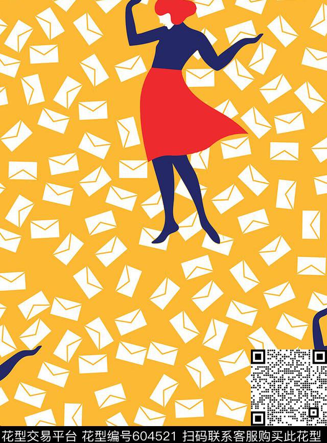 趣味卡通信封传统印花华亿平台下载（图片编号: 604521） - 瓦栏（Walan）