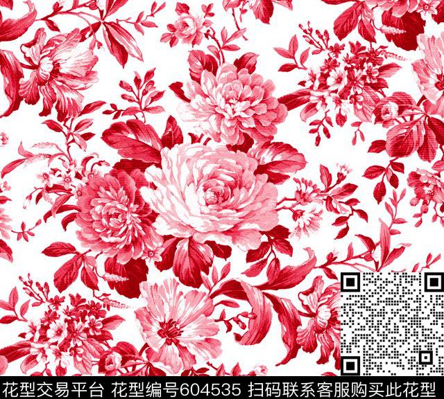 中国风花卉沙发布传统印花华亿平台下载（图片编号: 604535） - 瓦栏（Walan）