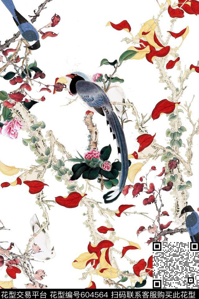中国风花卉花鸟数码印花华亿平台下载（图片编号: 604564） - 瓦栏（Walan）