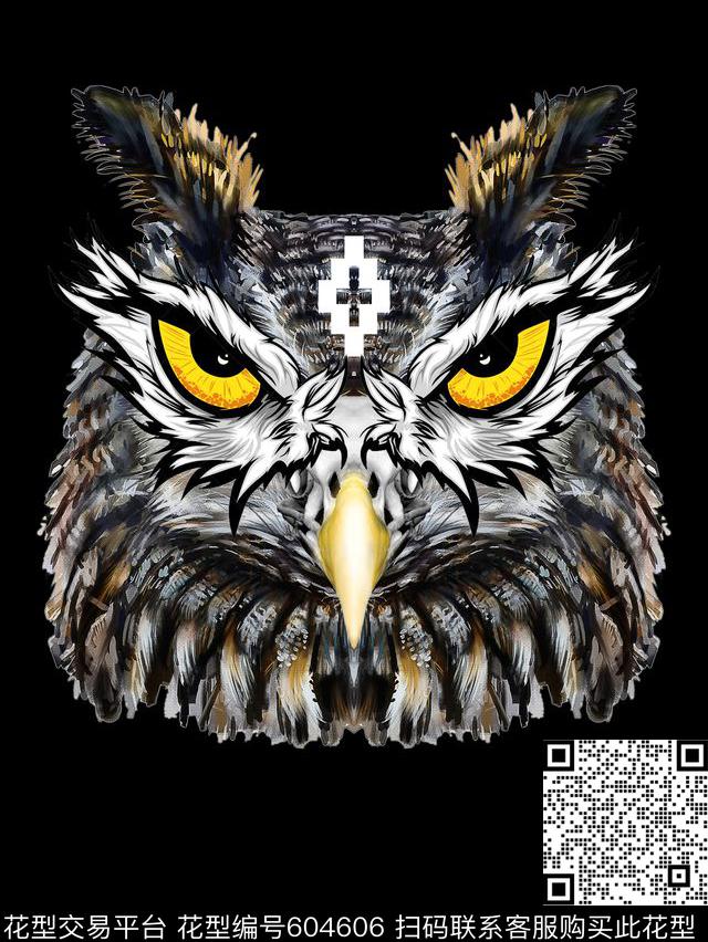 时尚动物猫头鹰数码印花华亿平台下载（图片编号: 604606） - 瓦栏（Walan）