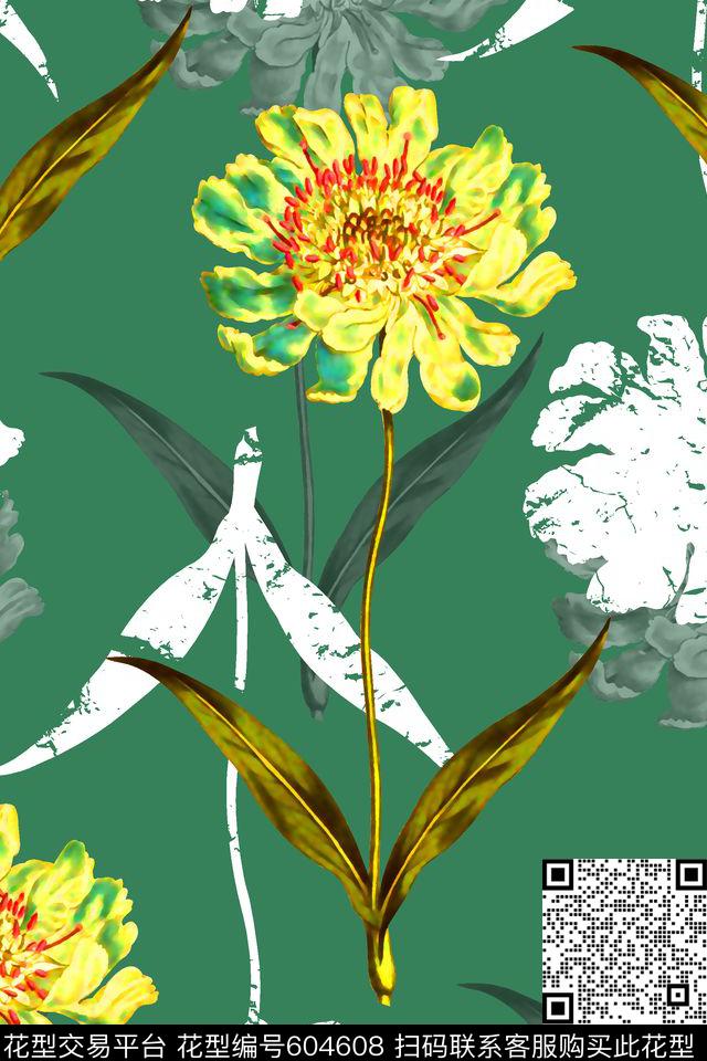 水彩花卉花卉女装裙数码印花华亿平台下载（图片编号: 604608） - 瓦栏（Walan）