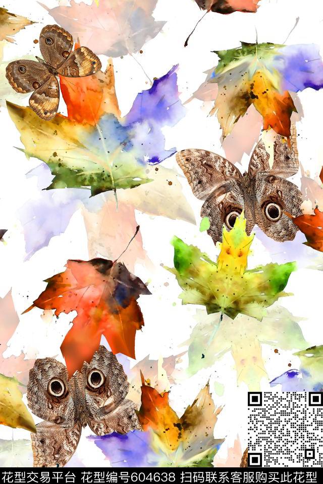 抽象几何清爽梦幻艺术平底立体手绘满版最新高清数码蕾丝民族中国风绣花珠宝肌理时尚潮

流大牌复古欧美风彩色树叶蝴蝶女装裙数码印花华亿平台下载（图片编号: 604638） - 瓦栏（Walan）