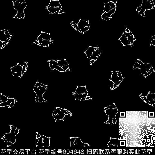 卡通女装卡通华亿平台可爱小猫咪华亿平台传统印花华亿平台下载（图片编号: 604648） - 瓦栏（Walan）