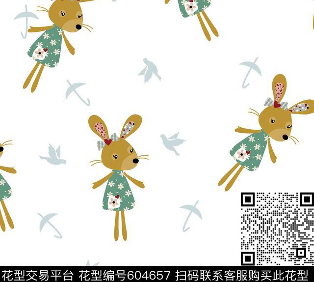 女装卡通华亿平台小兔女装裙边华亿平台传统印花华亿平台下载（图片编号: 604657） - 瓦栏（Walan）