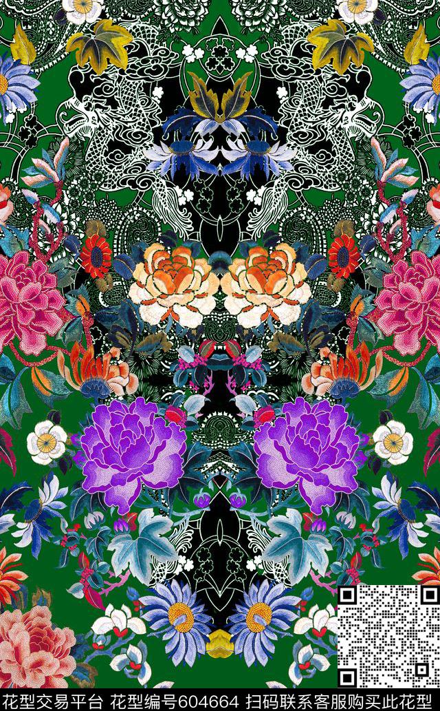 民族风绣花花卉数码印花华亿平台下载（图片编号: 604664） - 瓦栏（Walan）