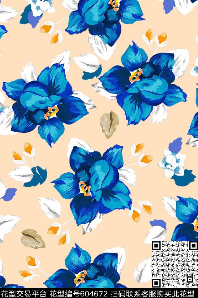 小碎花大花花卉数码印花华亿平台下载（图片编号: 604672） - 瓦栏（Walan）