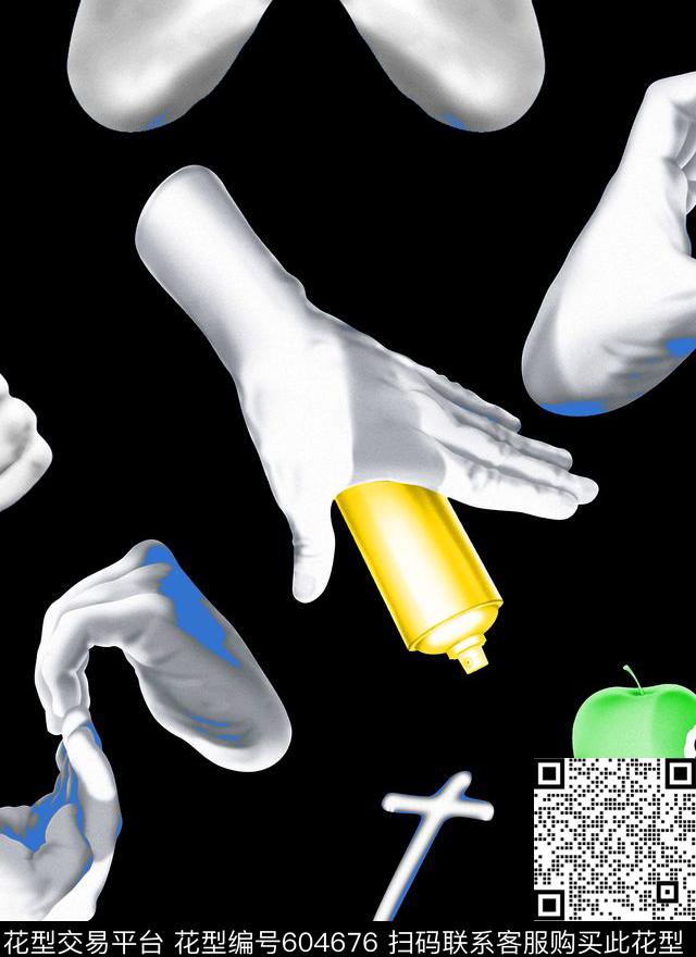 男女装华亿平台潮流黑白数码印花华亿平台下载（图片编号: 604676） - 瓦栏（Walan）