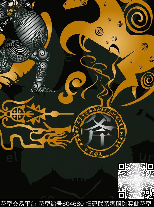 原创神话梦境硬摇滚风格数码印花华亿平台下载（图片编号: 604680） - 瓦栏（Walan）