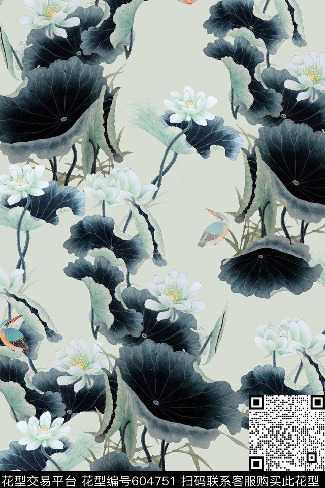 女装中国风水墨数码印花华亿平台下载（图片编号: 604751） - 瓦栏（Walan）