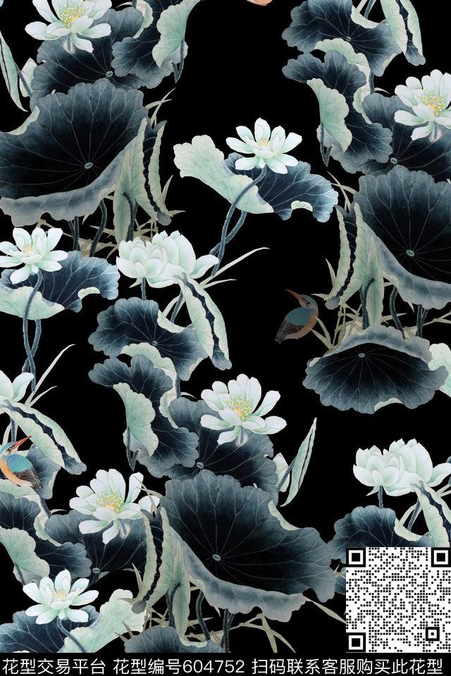 女装中国风水墨数码印花华亿平台下载（图片编号: 604752） - 瓦栏（Walan）