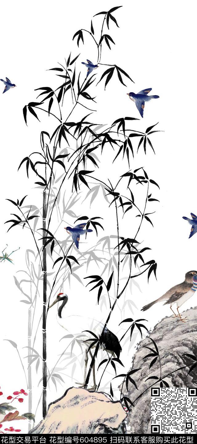 花鸟国画山水画数码印花华亿平台下载（图片编号: 604895） - 瓦栏（Walan）