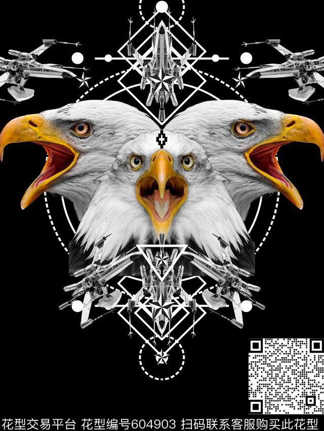 抽象几何老鹰数码印花华亿平台下载（图片编号: 604903） - 瓦栏（Walan）