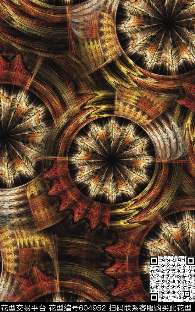 漩涡分形炫彩数码印花华亿平台下载（图片编号: 604952） - 瓦栏（Walan）