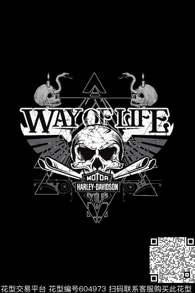 金属风欧美休闲风骷髅头数码印花华亿平台下载（图片编号: 604973） - 瓦栏（Walan）