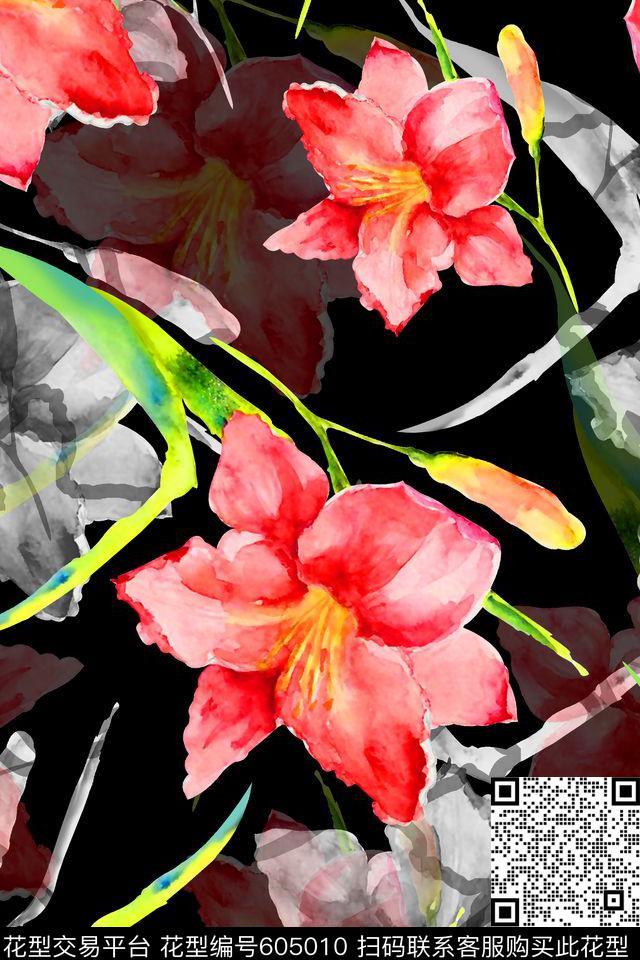 水彩花卉女装裙女装外套数码印花华亿平台下载（图片编号: 605010） - 瓦栏（Walan）