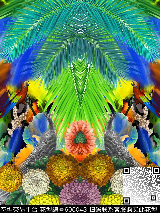 花朵花卉定位数码印花华亿平台下载（图片编号: 605043） - 瓦栏（Walan）