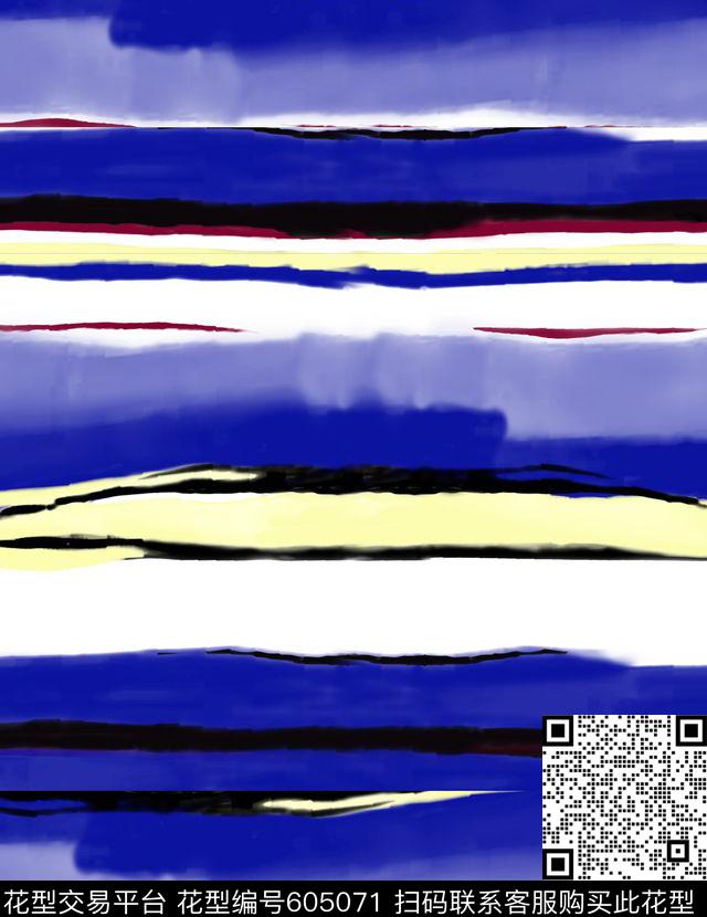 笔刷泼墨条纹数码印花华亿平台下载（图片编号: 605071） - 瓦栏（Walan）