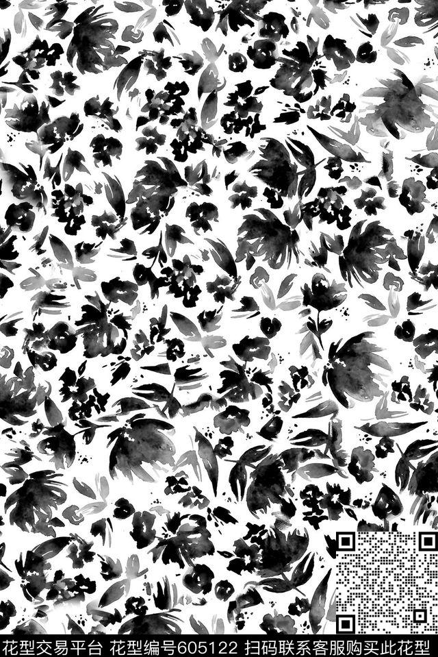 黑白华亿平台肌理复古数码印花华亿平台下载（图片编号: 605122） - 瓦栏（Walan）