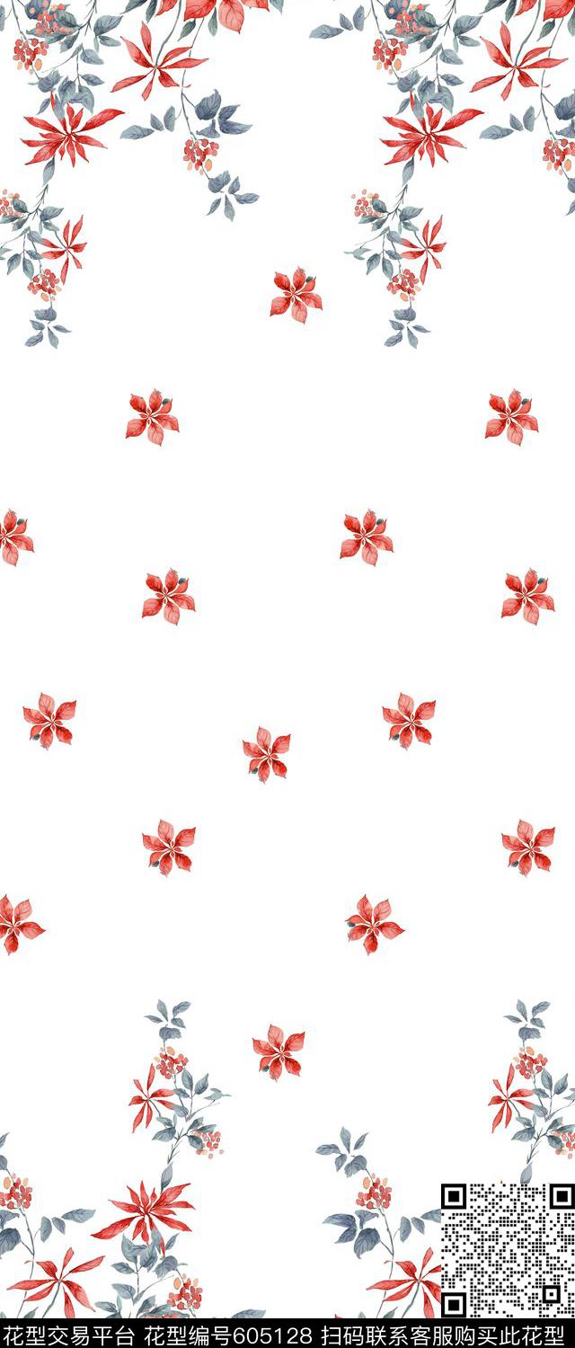 清新田园花卉定位传统印花华亿平台下载（图片编号: 605128） - 瓦栏（Walan）