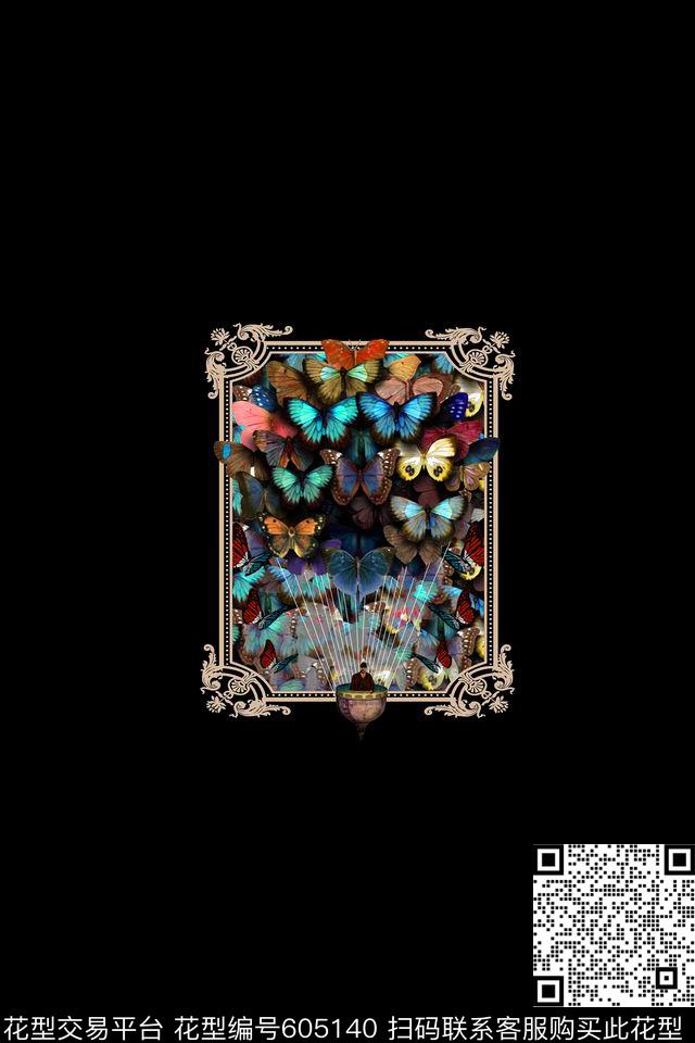 蝴蝶热气球复古欧式相框2016男装T恤数码印花华亿平台下载（图片编号: 605140） - 瓦栏（Walan）