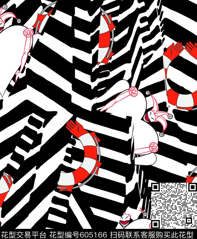 趣味条纹小丑传统印花华亿平台下载（图片编号: 605166） - 瓦栏（Walan）