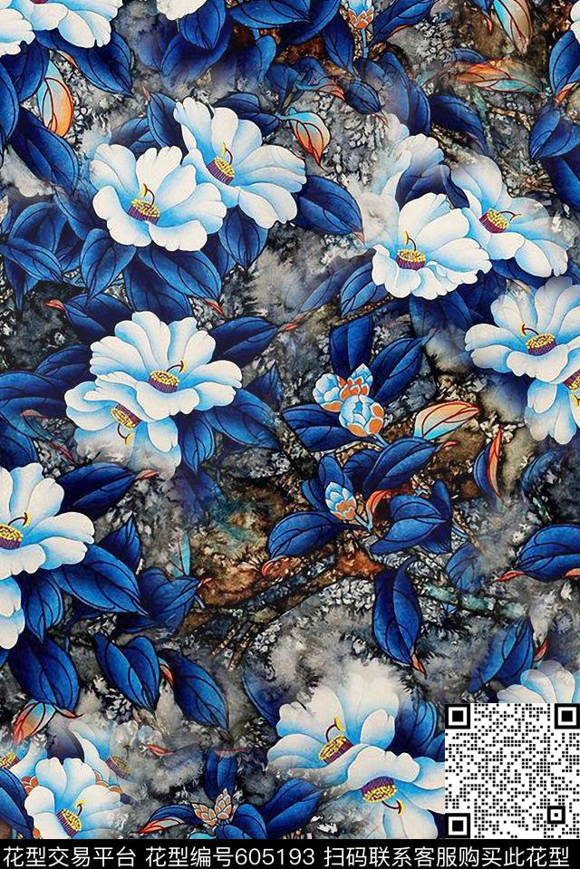 小碎花大花花朵数码印花华亿平台下载（图片编号: 605193） - 瓦栏（Walan）