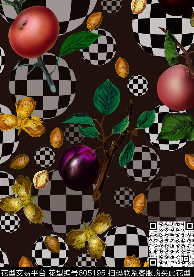 热带四方连续水果组合数码印花华亿平台下载（图片编号: 605195） - 瓦栏（Walan）