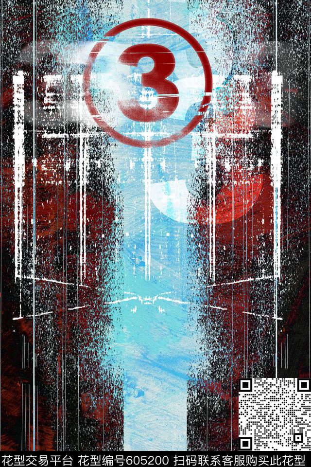 数字线条定位数码印花华亿平台下载（图片编号: 605200） - 瓦栏（Walan）