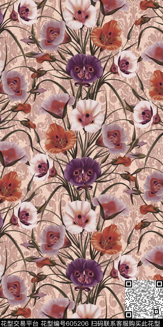 沙发布、花卉、壁纸花纹迪拜花卉数码印花华亿平台下载（图片编号: 605206） - 瓦栏（Walan）