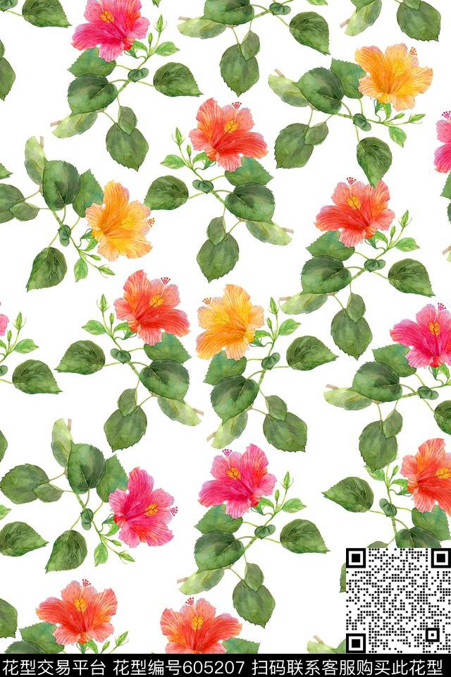 花卉花朵女装数码印花华亿平台下载（图片编号: 605207） - 瓦栏（Walan）