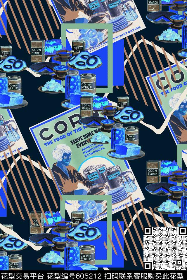 趣味食物条纹传统印花华亿平台下载（图片编号: 605212） - 瓦栏（Walan）