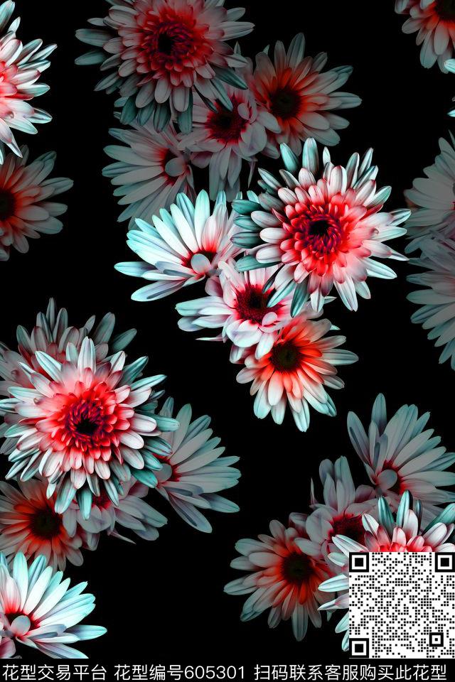 花卉立体纯色底数码印花华亿平台下载（图片编号: 605301） - 瓦栏（Walan）