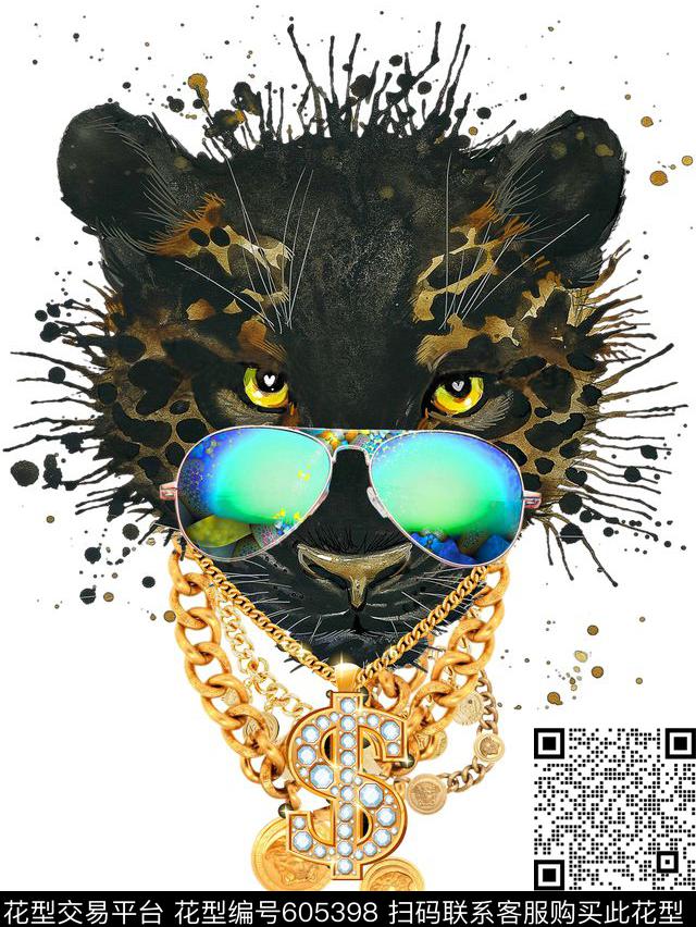 趣味豹子抽象数码印花华亿平台下载（图片编号: 605398） - 瓦栏（Walan）