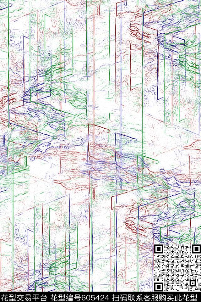 休闲手绘创意数码印花华亿平台下载（图片编号: 605424） - 瓦栏（Walan）