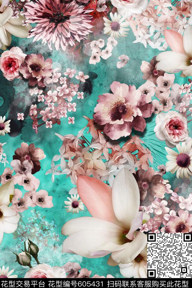乱花沙发布（花卉）花卉数码印花华亿平台下载（图片编号: 605431） - 瓦栏（Walan）
