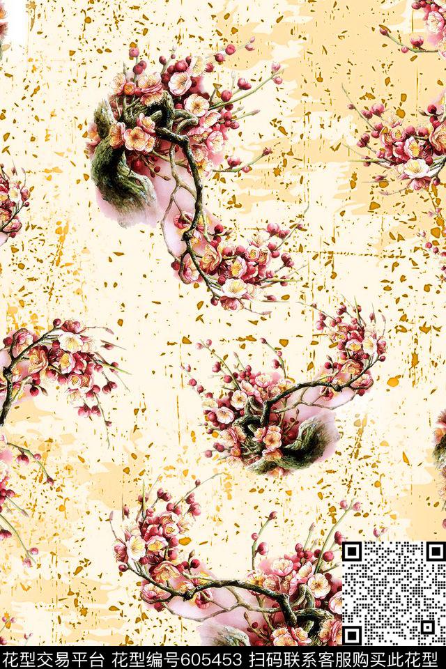 旗袍女装中国风花卉数码印花华亿平台下载（图片编号: 605453） - 瓦栏（Walan）