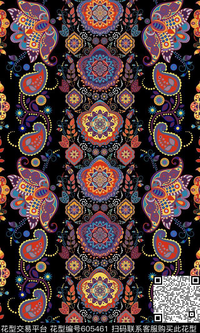 波西米亚民族风佩斯利传统印花华亿平台下载（图片编号: 605461） - 瓦栏（Walan）