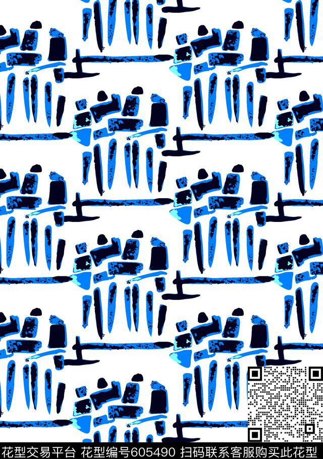 抽象印花男装笔触传统印花华亿平台下载（图片编号: 605490） - 瓦栏（Walan）