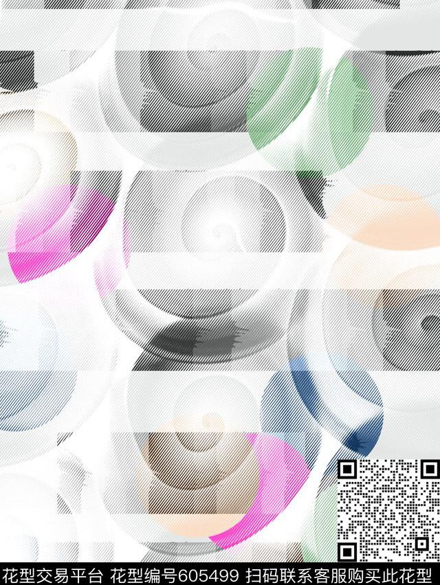 趣味服装抽象数码印花华亿平台下载（图片编号: 605499） - 瓦栏（Walan）