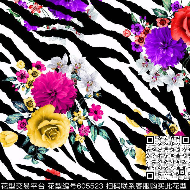 条纹斑马黑白底数码印花华亿平台下载（图片编号: 605523） - 瓦栏（Walan）