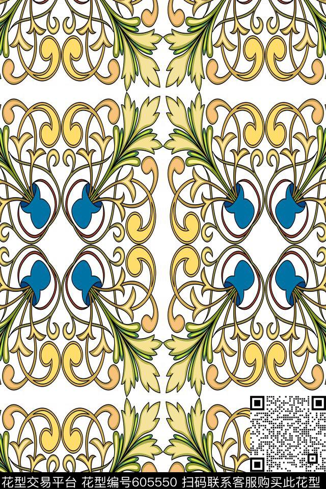 风格花卉多色可选民族风图案传统印花华亿平台下载（图片编号: 605550） - 瓦栏（Walan）