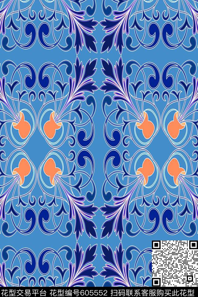 风格花卉多色可选民族风图案传统印花华亿平台下载（图片编号: 605552） - 瓦栏（Walan）