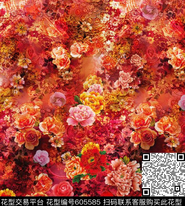 男装女装图案花朵花卉数码印花华亿平台下载（图片编号: 605585） - 瓦栏（Walan）
