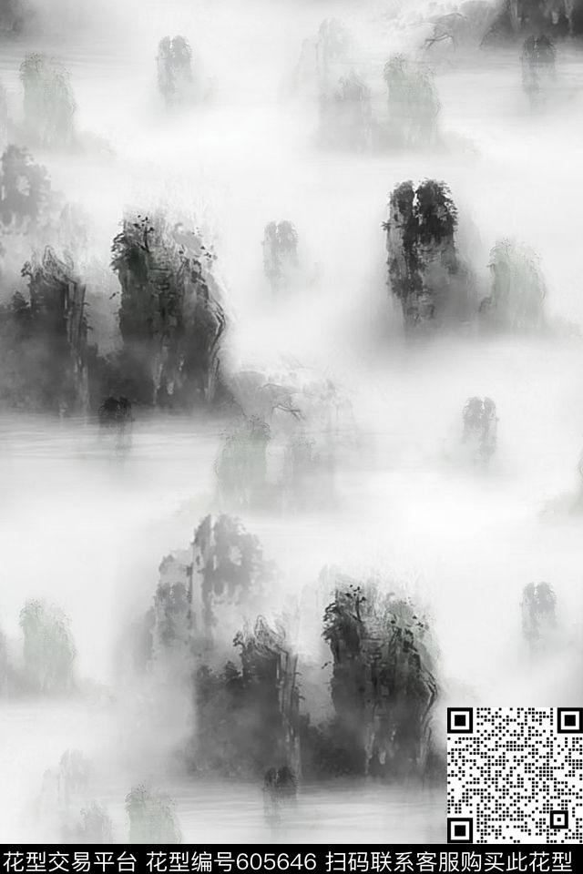 民族风水彩抽象服装面料华亿平台数码印花华亿平台下载（图片编号: 605646） - 瓦栏（Walan）