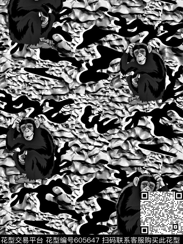 动物猴子纹理底纹数码印花华亿平台下载（图片编号: 605647） - 瓦栏（Walan）