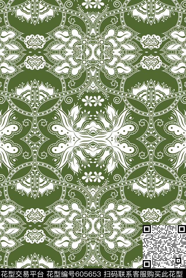 中国风土耳其风格旗袍传统印花华亿平台下载（图片编号: 605653） - 瓦栏（Walan）