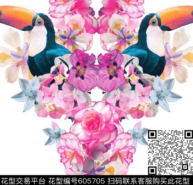 花朵鸟小花传统印花华亿平台下载（图片编号: 605705） - 瓦栏（Walan）