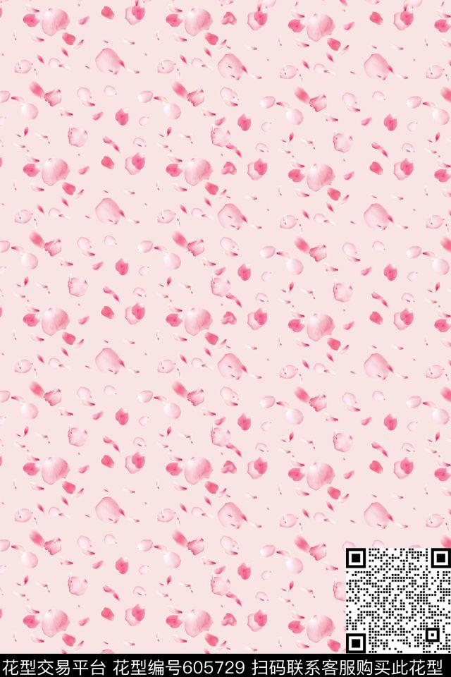 花瓣花卉飘逸数码印花华亿平台下载（图片编号: 605729） - 瓦栏（Walan）