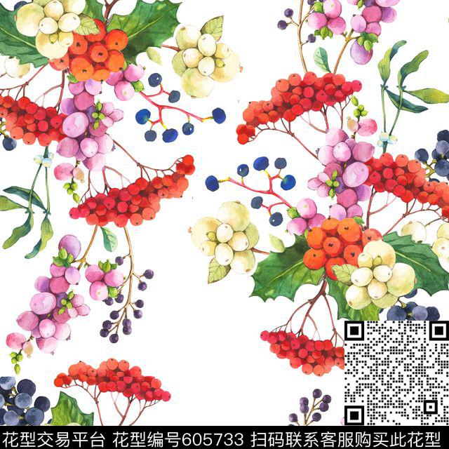 水果葡萄提子蓝莓数码印花华亿平台下载（图片编号: 605733） - 瓦栏（Walan）