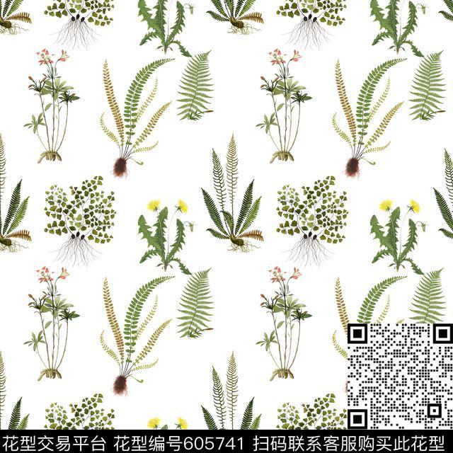 花卉小碎花花草叶子数码印花华亿平台下载（图片编号: 605741） - 瓦栏（Walan）